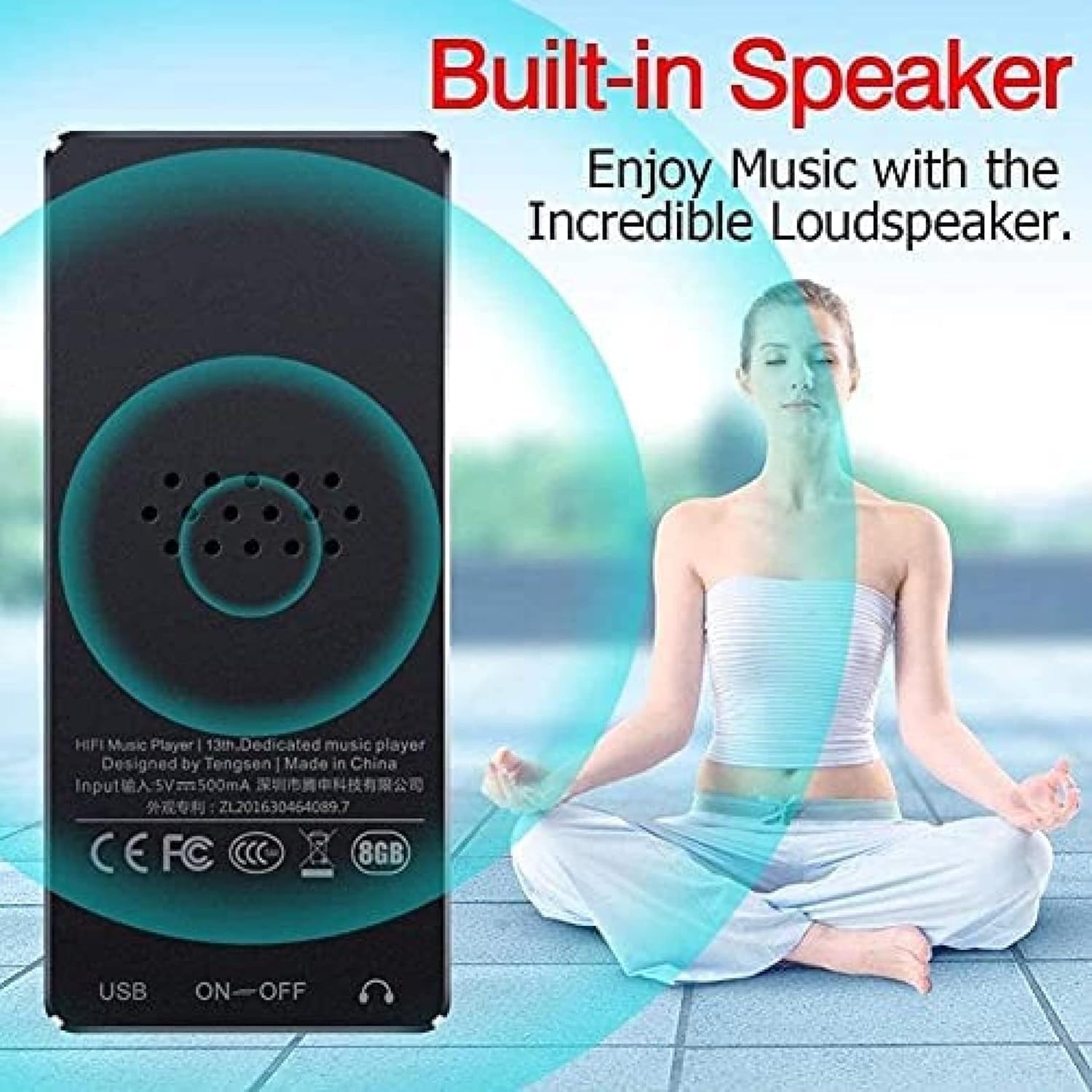 Lecteur Mp3 Bluetooth Lecteur De Musique Portable avec Emplacement De Mémoire Batterie sans Fil Et Longue Durée pour L’extérieur Et La Course Compatible avec La Carte SD Stockage Plus Grand
