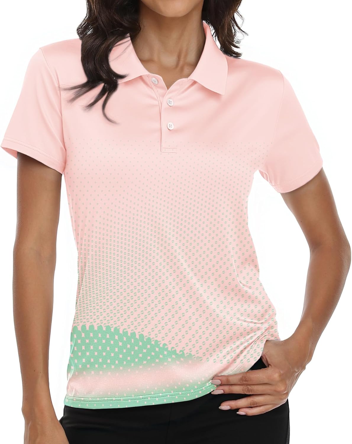 Little Beauty Women's Golf Polo Shirts Short Sleeve Moisture Wicking Tennis Athletic Shirt with 3 Button