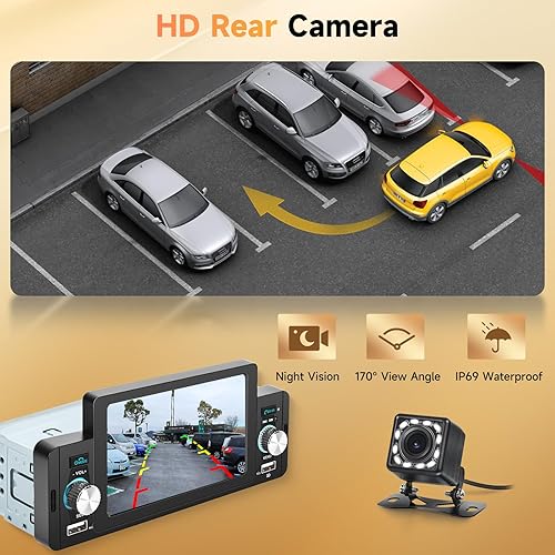 Miniatura 6 de Carplay - Radio DIN individual de 5 pulgadas, pantalla táctil estéreo para coche con Android Auto, Bluetooth 5.1, cámara de respaldo HD, enlace