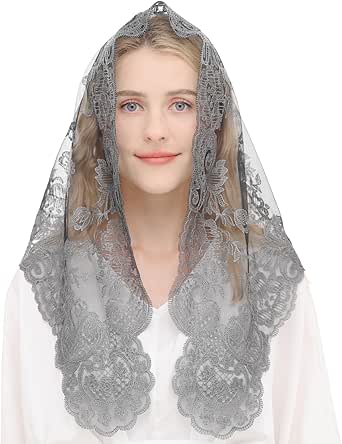 Floral Spitze Mantilla Kopftuch - Katholischer Kirchenschleier Für Lateinische Messe