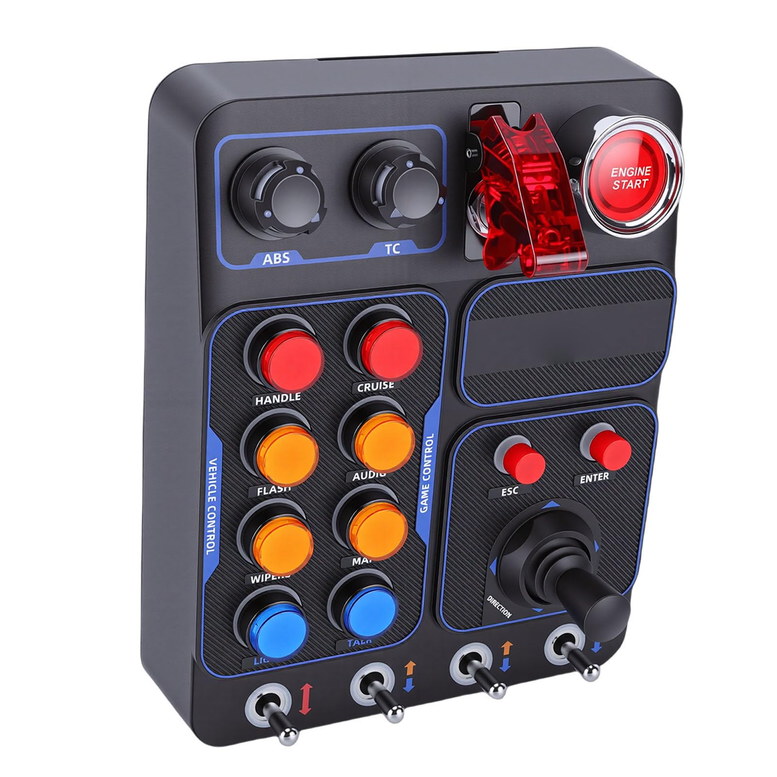 Skrzynka Kontrolna Simulator Racing 30 Programowalnych Klawiszy Podświetlenie RGB dla Gier Komputerowych Skrzynka z Przyciskami Centralna Sterownicza z 19 Przyciskami