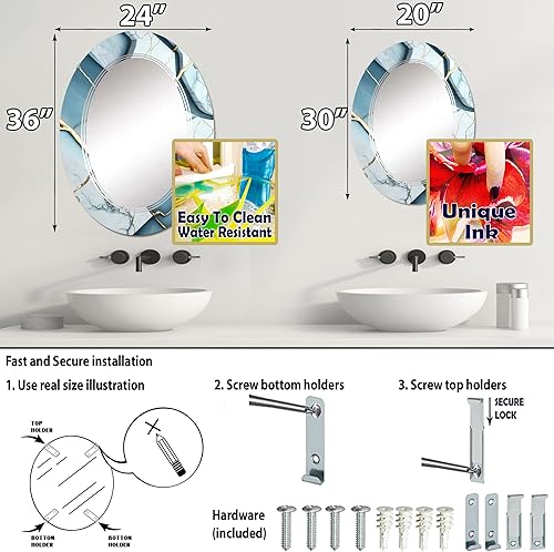 Miniatura 4 de Abstract Geode White II- Vanity Mirror, Bathroom Mirrors, Wall Mirrors for Living Room, Bedroom - Oval Mirror - Large 20'x30', 24'x36'