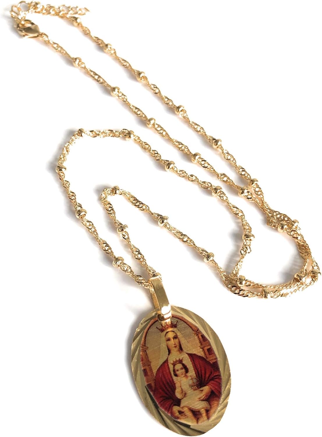 Virgen de Coromoto 18K Gold Plated 17.5 Inches Chain