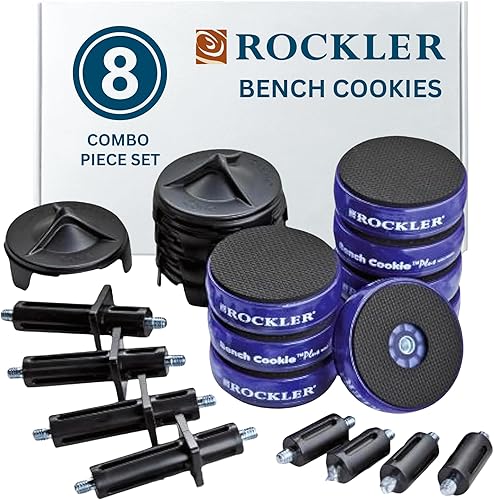 Miniatura 1 de Rockler Kit maestro de agarre para galletas de banco – Galletas para el trabajo, elevadores para espacio libre y conos para acabado – Conecta
