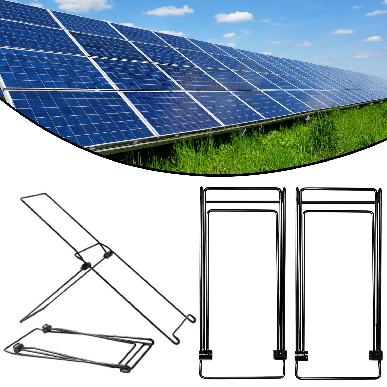 Lot de 2 Supports Panneau Solaire, Réglables et Pliables en Acier Inoxydable, Pas D'installation Fixe, Stable et Léger, Supports Universels en Acier Carbone pour Différents Panneaux Solaires