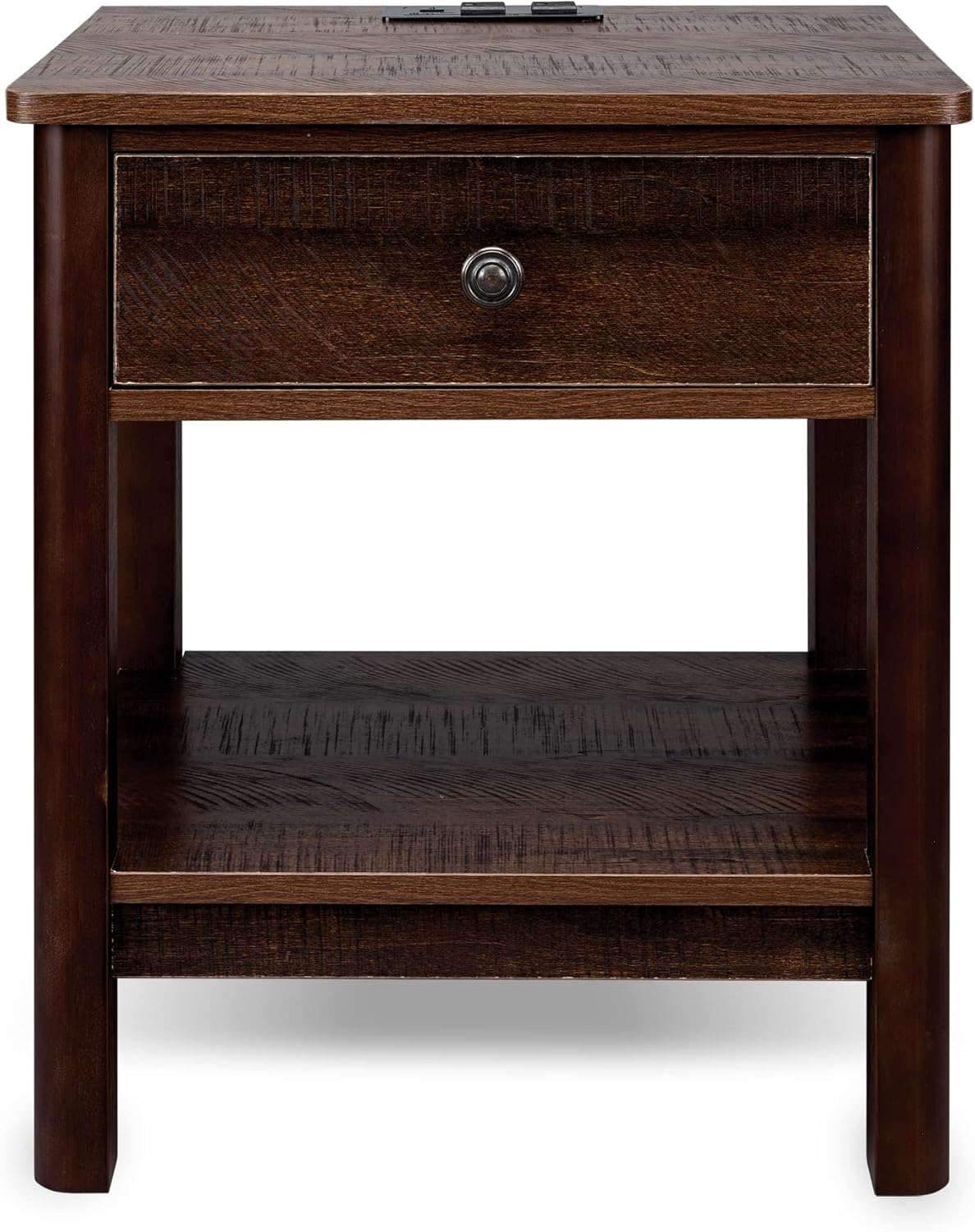 BATHINDIAN Traditional Rectangular End Table with AC Power