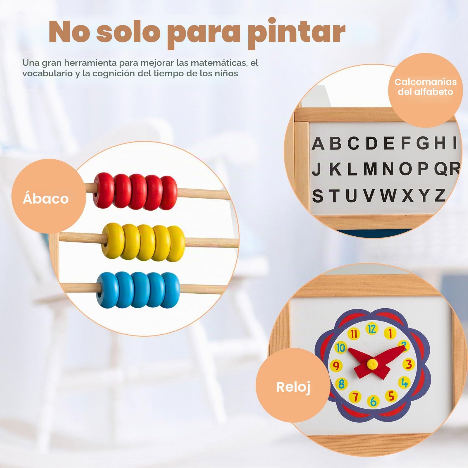 LIFEZEAL Juego de caballete infantil giratorio 360°, pizarra magnética de madera, para niños a partir de 3 años