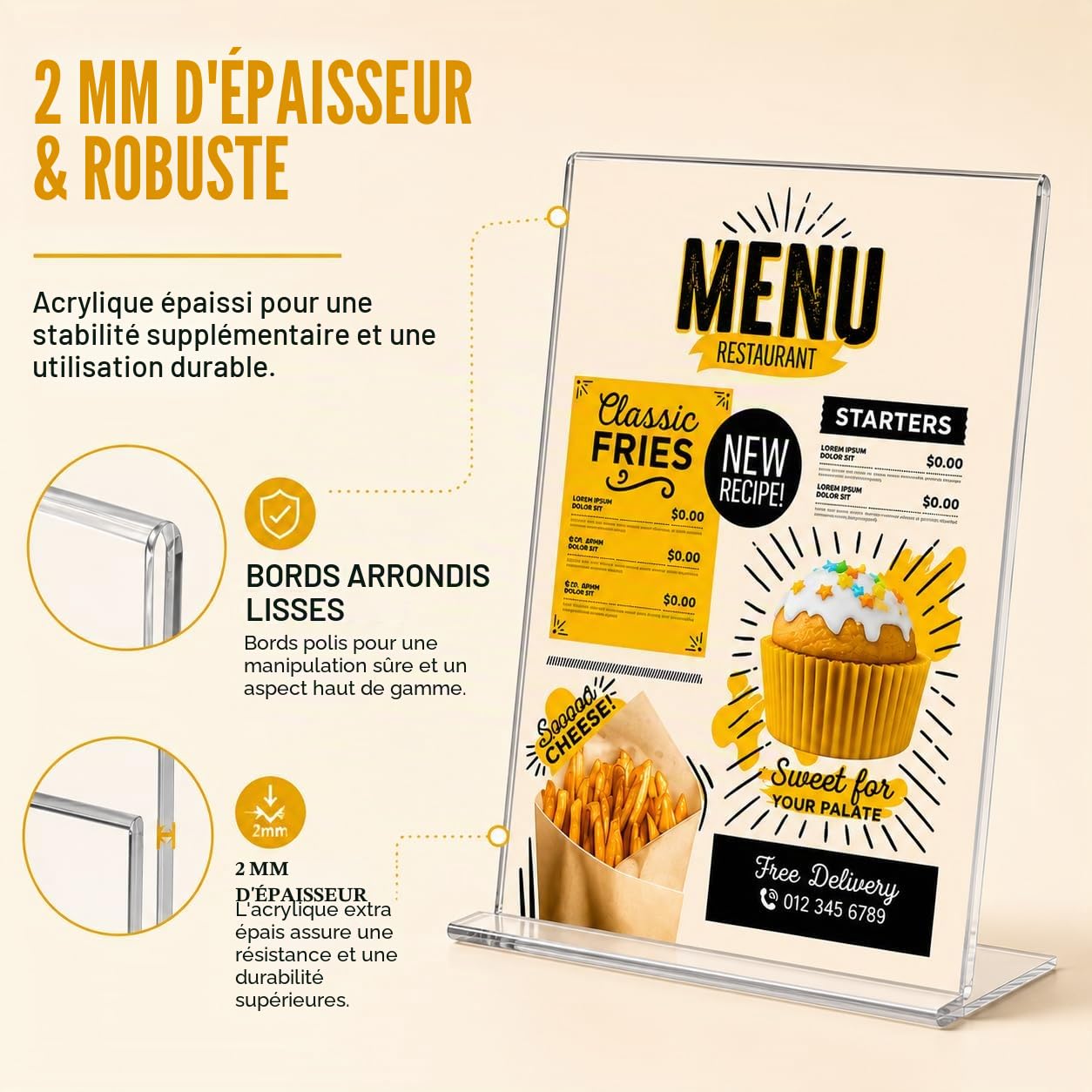 Lot de 10 Document A4 Incliné en Acrylique Transparent – Porte-affiche en L pour table, publicité, cadre photo, pancartes, brochures, dépliants, menus, affichage. Maison, bureau, magasin