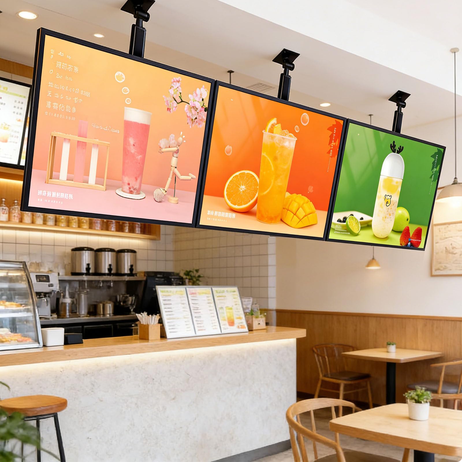 Ekran reklamowy LED, cyfrowa tablica menu, obrotowy wyświetlacz elektroniczny, tablica świetlna do restauracji, kawiarni, sklepów, 2 szt.,