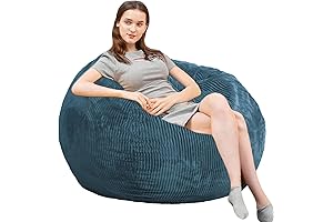 3 ft Bean Bag Chairs with Faux Rabbit Fur Cover Bean Bag with Beans Filled