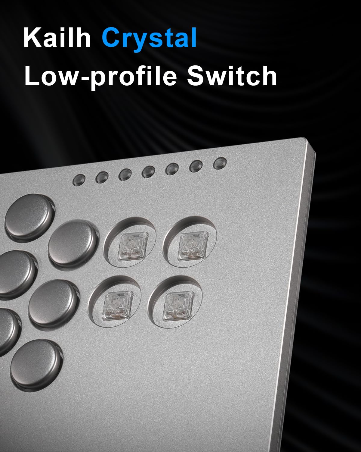 Leverless Arcade Stick Gaming Controller M16+ Modello grande e sottile in lega di alluminio - 16 interruttori a basso profilo cristallo chiave - Controller senza leva RGB personalizzato per
