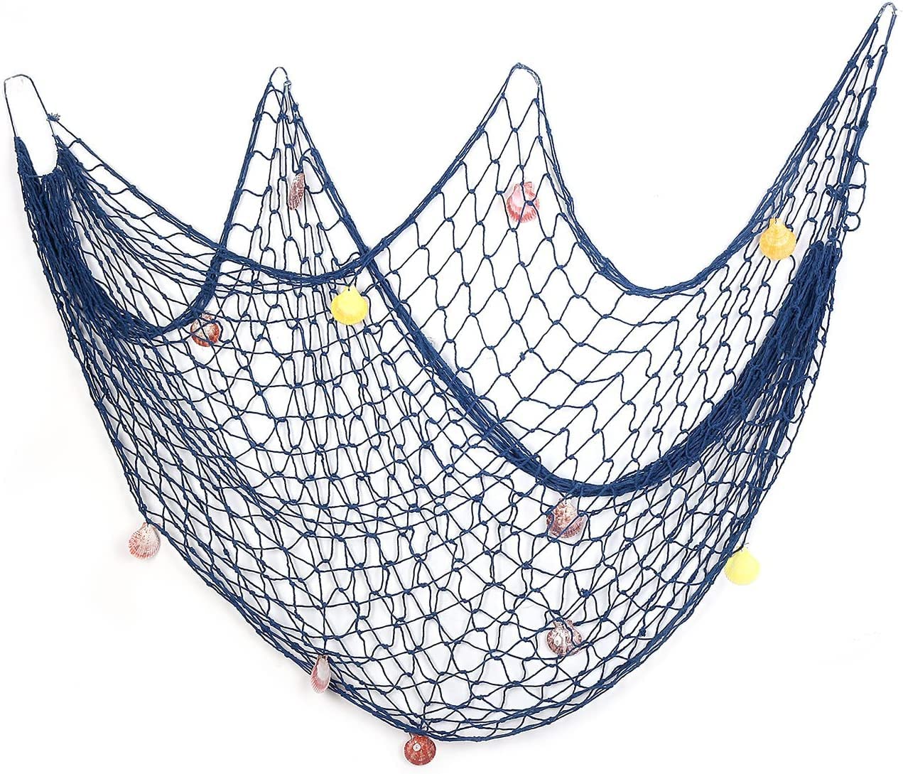 Party with Emma Fishing Net Wall Decor Natural Shells Beach Themed Fishing Net Wall Hanging for Wall Home Wedding Decoration Photographing Decoration79 inch x 59 inch (Blue)