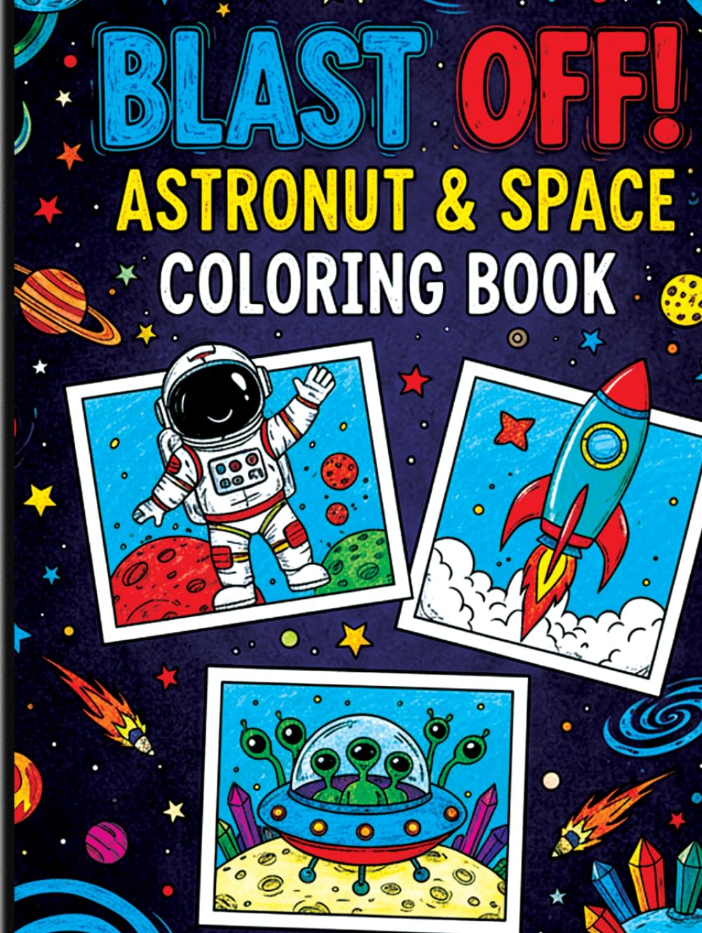 Blast Off! Astronaut & Space Coloring Book for Creative Kids: Rockets, Planets, Aliens & Galactic Adventures: Fun & Imaginative Outer Space Coloring ... Spaceships, Stars and Cosmic Worlds etc