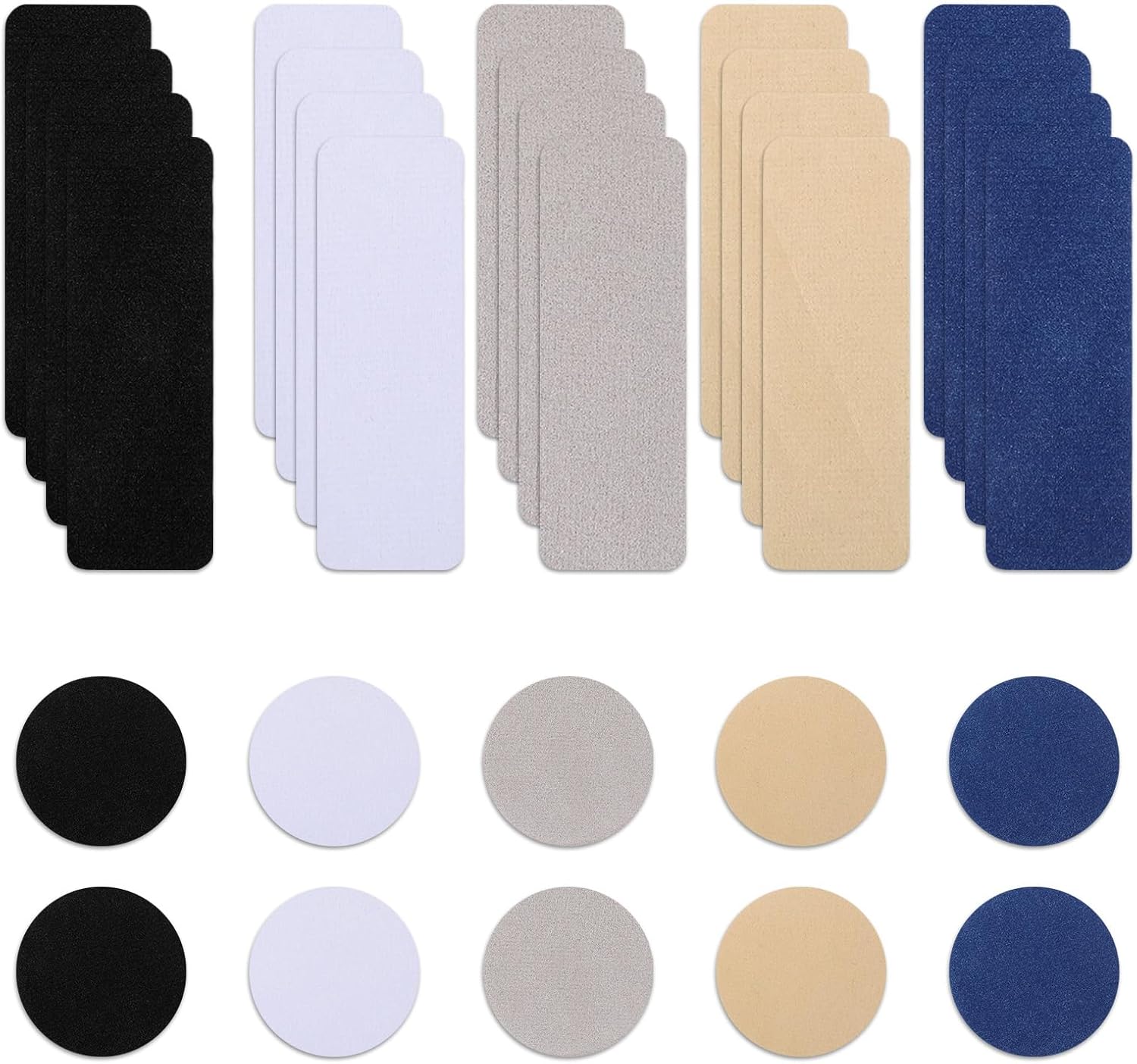 30 PCS Shoe Patches for Holes, Rectangular and Round Self Adhesive Shoe Repair Patch 5 Colors Shoes Toe Hole Patches Comfortable Shoes Lining Repair for Men Women Sports Boots