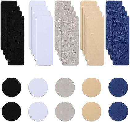 30 PCS Inner Shoe Lining Repair, Rectangular and Round Self Adhesive Shoe Repairs Patch 5 Colors Shoes Toe Hole Patches Comfortable Shoes Lining Repair for Men Women Sports Boots