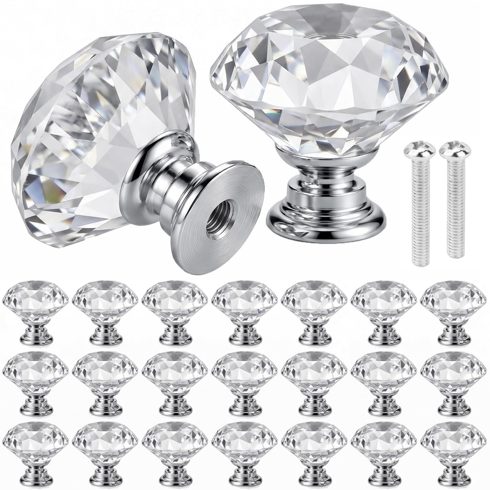 Nicunom 30 Pack Crystal Cabinet Knobs