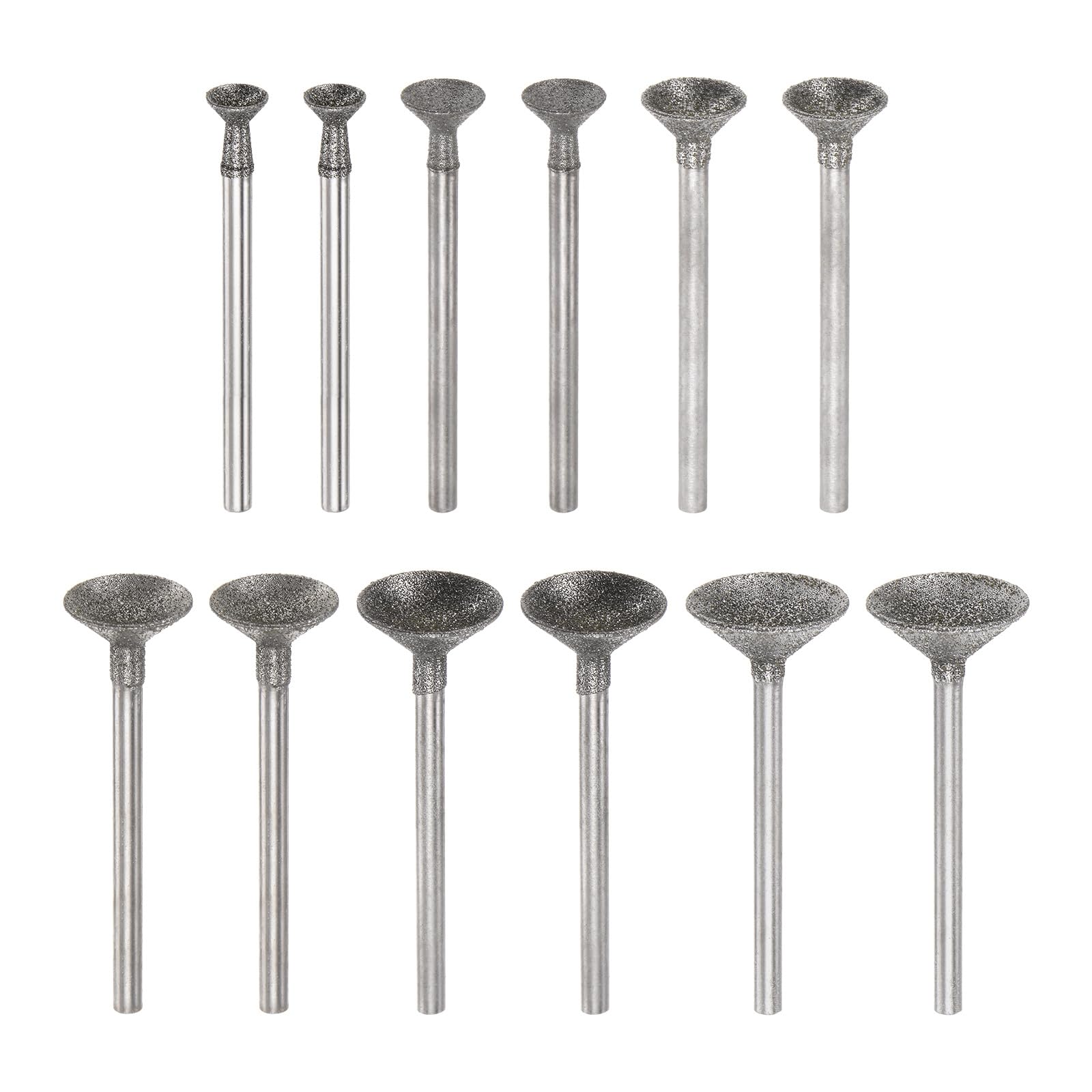 HARFINGTON 12pcs Diamond Grinding Head 6/8/10/12/14/16mm Dia 1/8