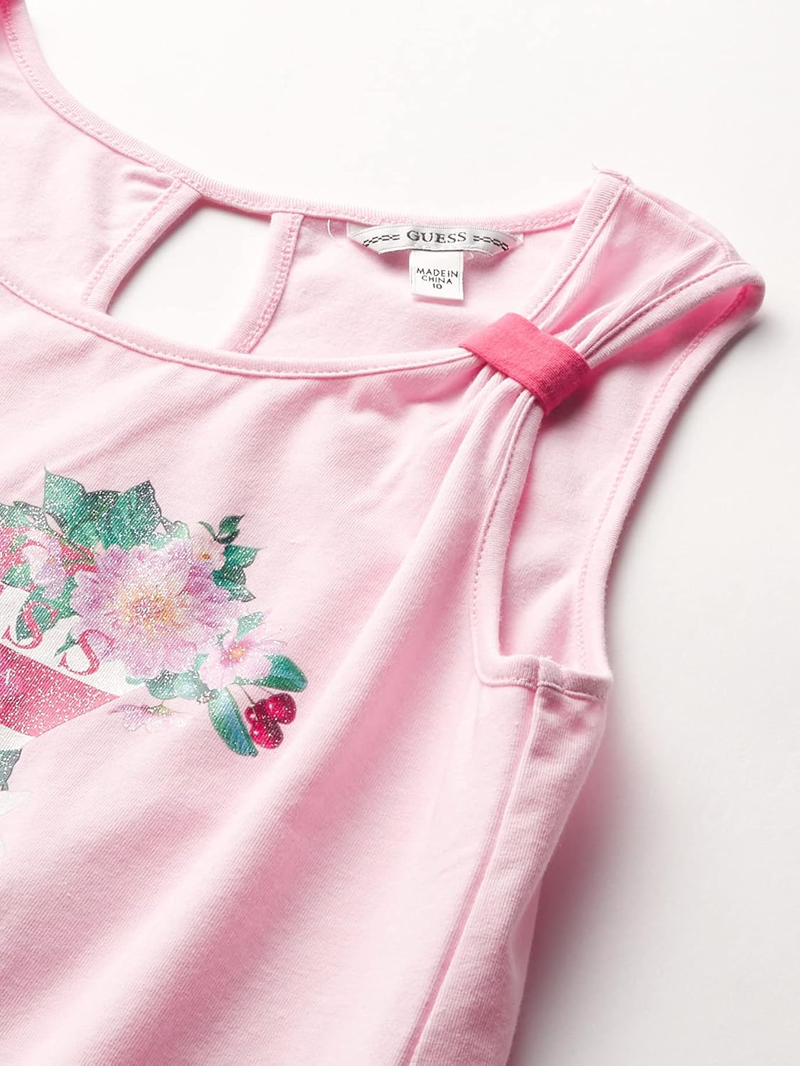 GUESS Girls' Big Organic Cotton Sleeveless Sugar Glitter Logo Tank Top: Clothing, Shoes & Jewelry