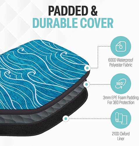Vista 30 de Palms-O-Aces Pickleball Paddle Sleeve Lightweight Padded Canvas Covers for Paddles Protective Racket Case with zipper Standard & Elongated