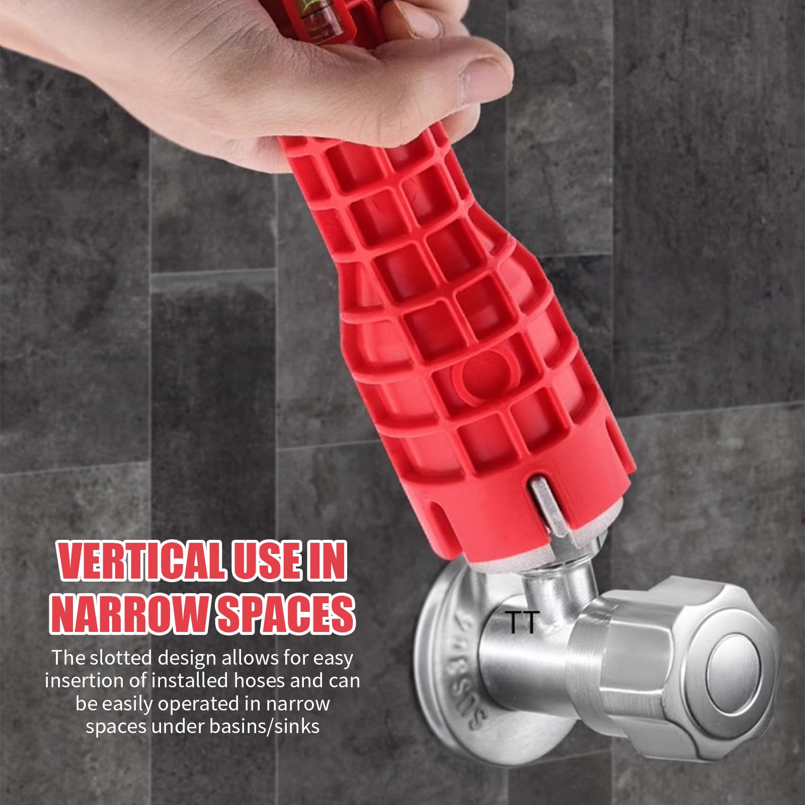 Tap Spanner Tool, 12-in-1 Multi-Functional Faucet Wrench, Comfortable Grip, Anti-Slip, for Sink Bathroom & Kitchen Plumbing - Image 2