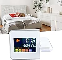 Vista 3 de Reloj despertador de proyección para dormitorio, reloj digital con proyector giratorio de 180°, pantalla LED transparente, cargador USB, repetición