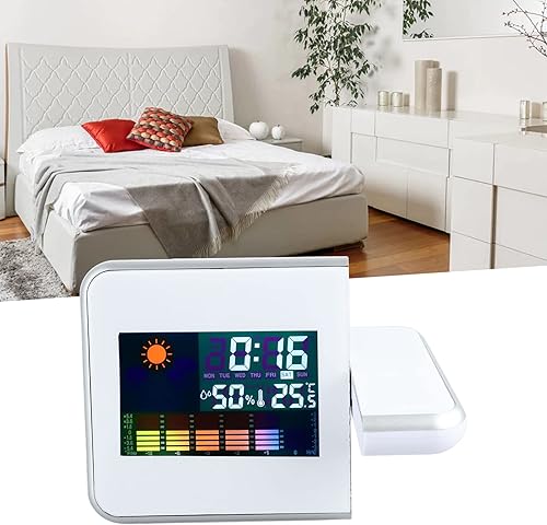 Miniatura 3 de Reloj despertador de proyección para dormitorio, reloj digital con proyector giratorio de 180, pantalla LED transparente, cargador USB, repetición,