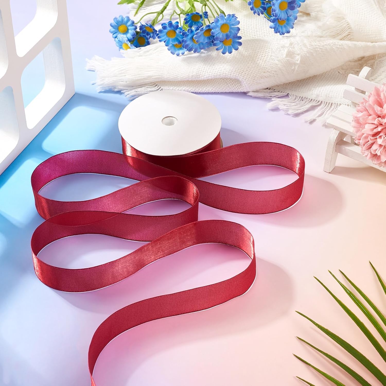 Cinta para Regalos Cintas de 100 Yardas, Cinta para Envolver Regalos, Cintas Decorativas de Tul Transparente de 2,5 cm para Ramos de Flores, Regalos, Manualidades, Lazos, Fiestas, Bodas