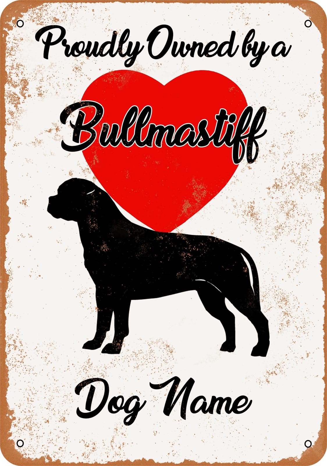 Miaomansenstore Metal Sign - Custom Dog Name - Bull Terrier - Vintage Look Home Decor