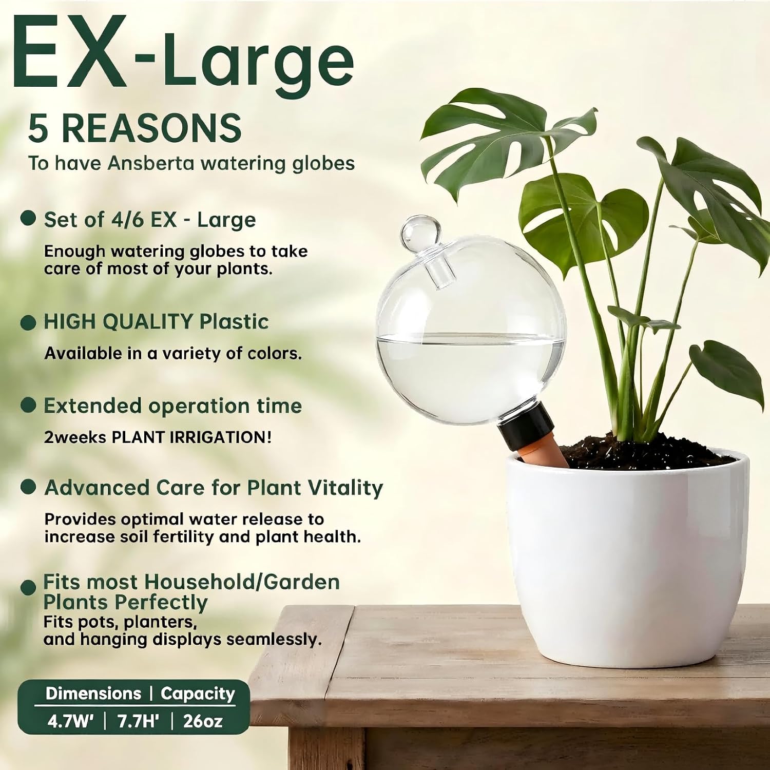 8 Pack EX-Large Plant Watering Globes with Cover 26oz Top Fill Plastic Water Bulbs Self Watering Planter Inser, Slow Release Terracott, Plant Watering Devices for Plants image 4