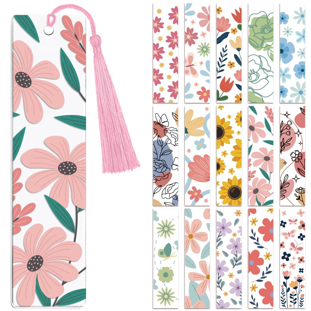 Peacoblue 30pcs UV DTF Bookmarks Transfer Stickers Wraps Flower and Butterflies Branch for Women Men Reading, Waterproof Bookmarkers Decal(No Blank