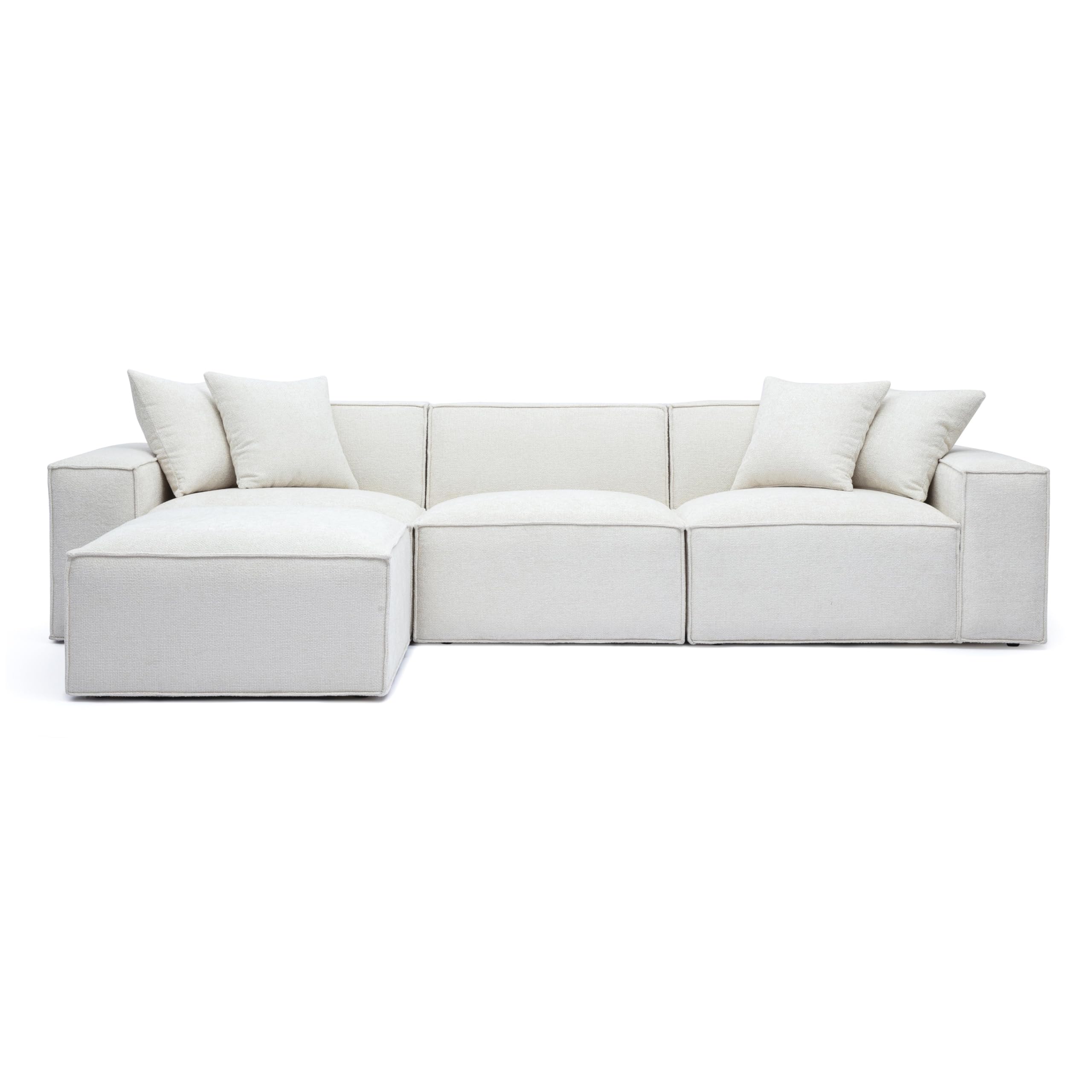 Tov Furniture Mindy Cream Chenille Basketweave Modular Sectional