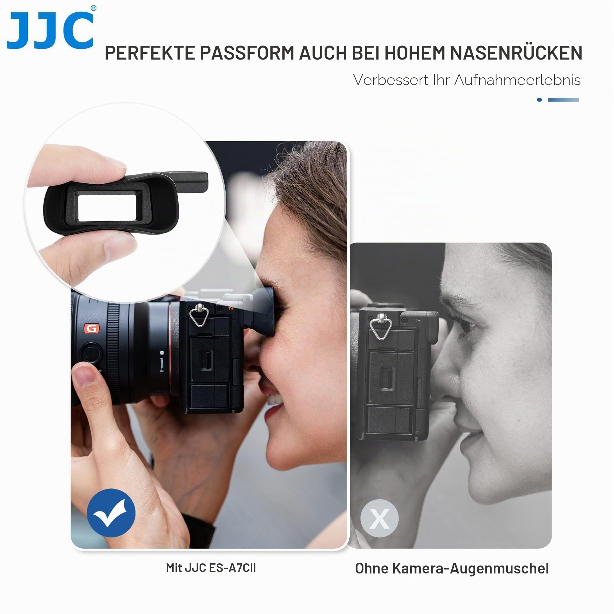 JJC Große Silikon Augenmuschel Okular mit Blitzschuhabdeckung für Sony A7CII A7CR ILCE-7CM2 ILCE-7CR (Ausgestattet und Gesichert mit Blitzschuh)