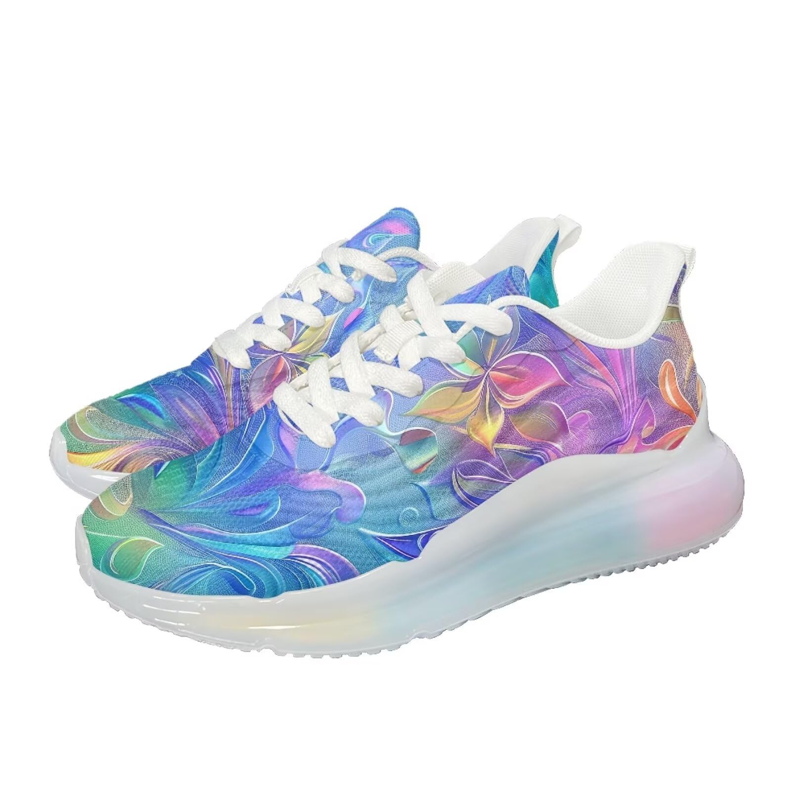 Fuxowvby Tie-Dye Sneaker for Women Casual Comfortable Running Gym Hiking Tennis Workout Sneaker Breathable Lightweight Lace-Up Athletic Anti-Skid Daily Travel Sneakers for Teen Girls US 9.5