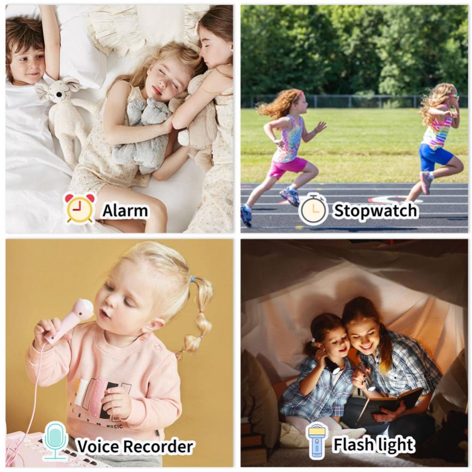 Annadue Smartwatch per Bambini e Bambine con 24 Giochi Puzzle, Schermo Touch, Fotocamera, Riproduzione di Musica e Video, Sveglia, Torcia, Contapassi, Registratore Vocale, Schermo (BLACK)