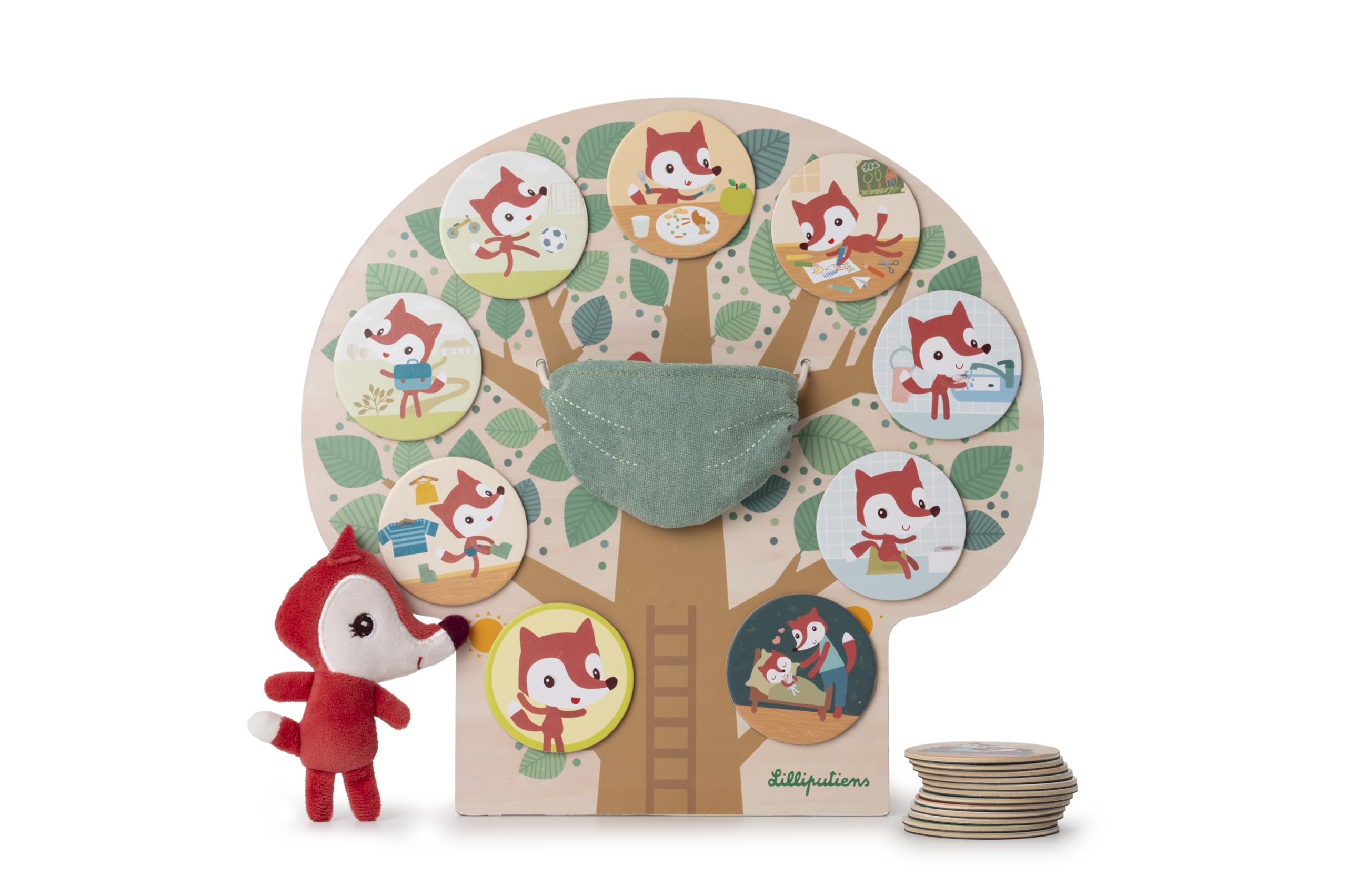 LILLIPUTIENS, Daytime Rituals Magnet Tree, 19 Magnet Cards with Scenes to Tell the Story of the Day