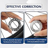 Vista 6 de Llave de radios - Llave de radios endurecida para bicicleta, herramienta de llanta de radios para ajuste y reparación de tensión de rueda