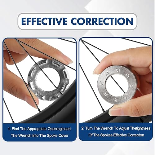 Miniatura 6 de Llave de radios - Llave de radios endurecida para bicicleta, herramienta de llanta de radios para ajuste y reparación de tensión de rueda de
