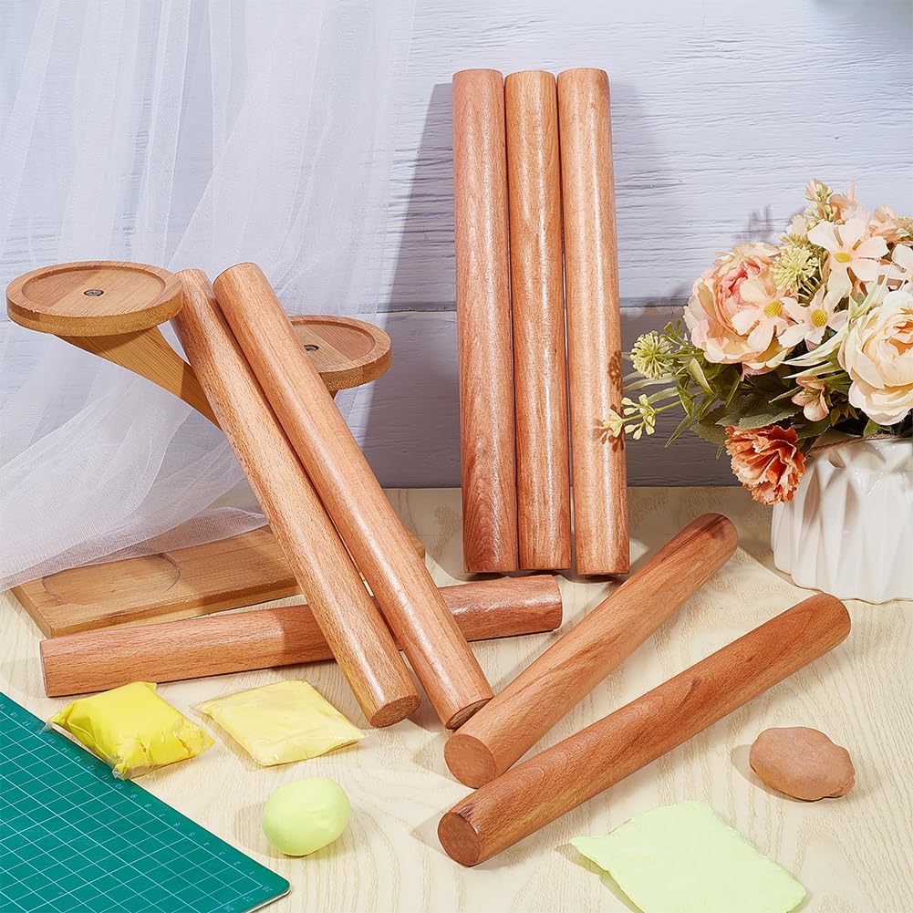 OLYCRAFT 8 pz Mattarello In Legno 25.5cm Mattarello In Argilla 27.5mm di Diametro Mattarello In Legno Classico Rulli In Legno Naturale Rullo In Legno per Argilla per Modellare Argilla Strumenti