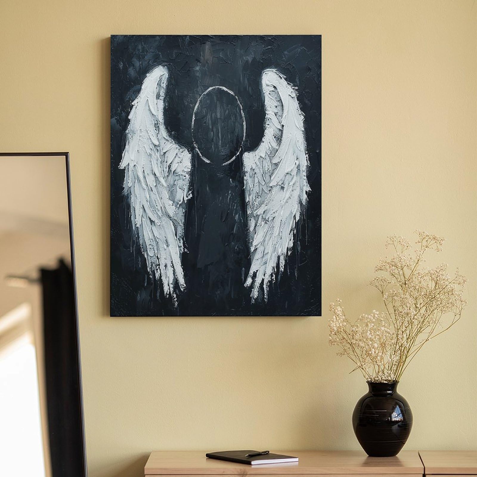 LPAGBCNU Malen nach Zahlen mit weißen Engelsflügeln für Erwachsene, Anfänger, Erwachsene, Malen-nach-Zahlen-Kits auf Leinwand, DIY-Acryl-Ölfarben, Gemälde mit Pinseln für Geschenk, Heimdekoration