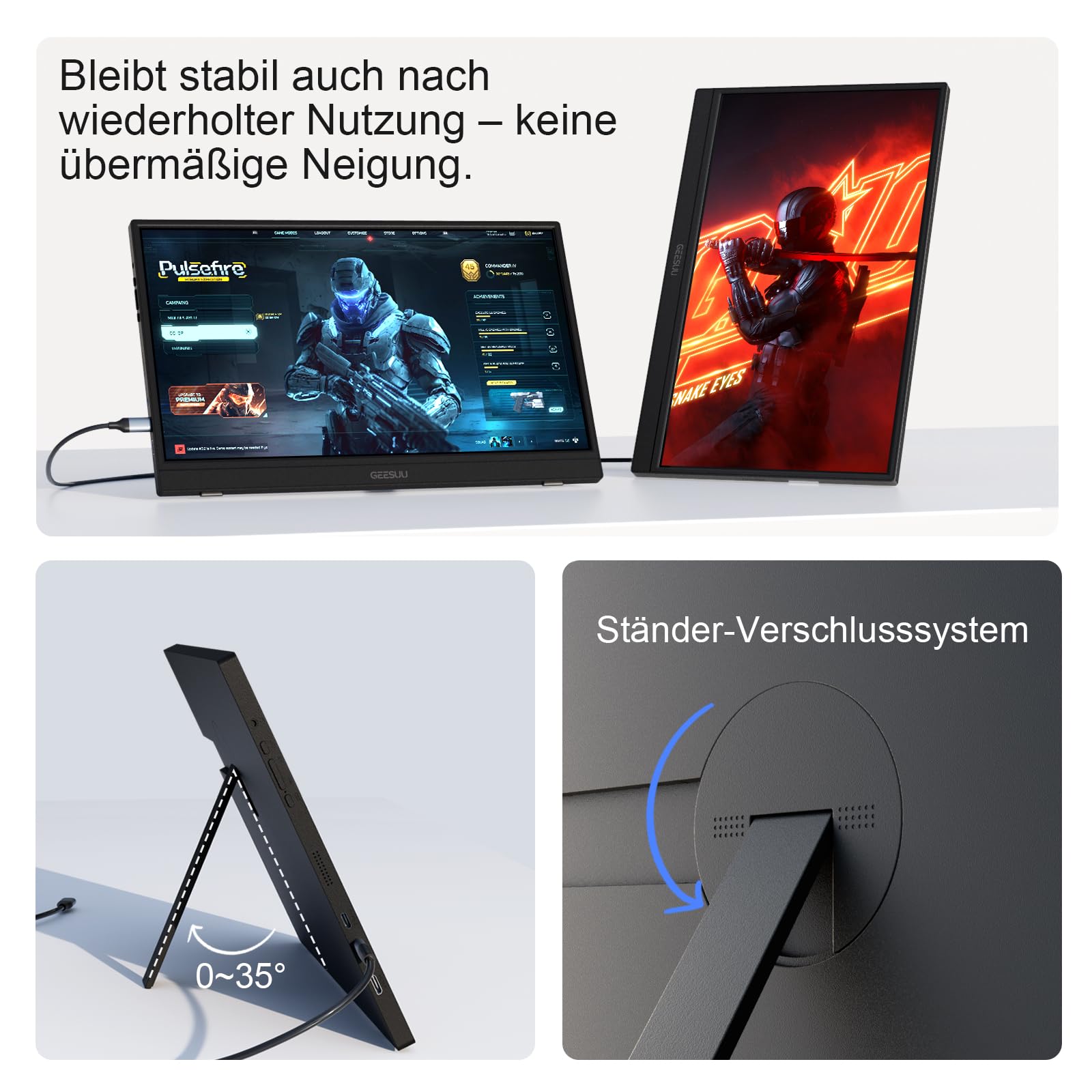 Portable Monitor 15,6 Zoll, FHD 1920x1080p Tragbarer Monitore, IPS Display Externer Laptop Screen Extender mit Lautsprecher, USB-C & HDMI, Mobiler Bildschirm für PC, Xbox, PS3/4/5, Switch