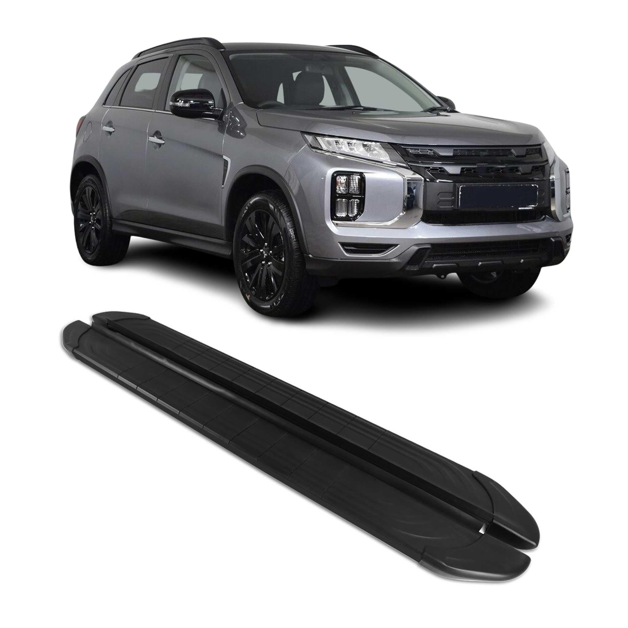 OMAC Sottoporta Laterali Pedane Laterali Compatibili con Mitsubishi ASX 2023-2026 Nero Alu 2 Pz