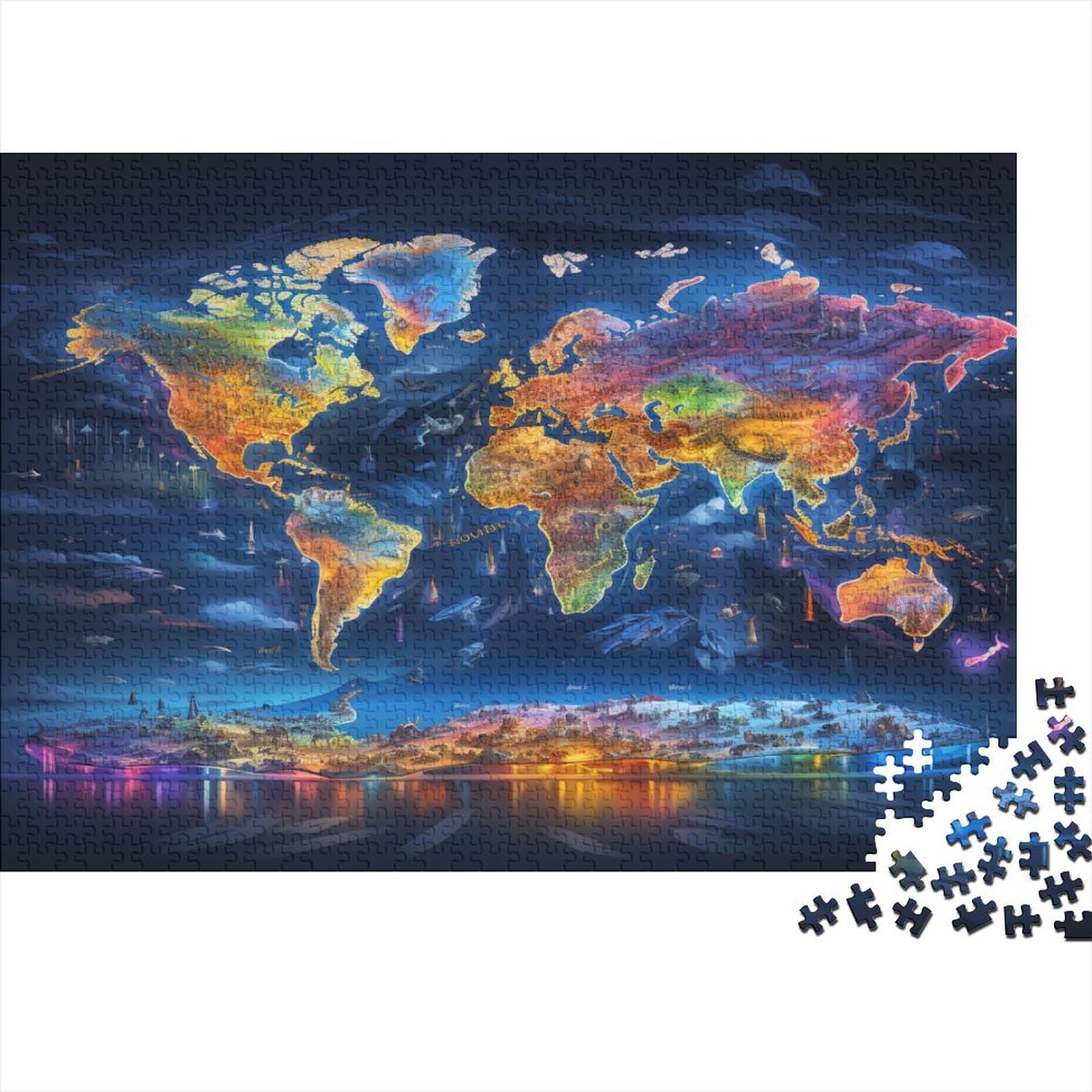 Mapa świata Puzzle dla dorosłych 1000 sztuk edukacyjna zabawa 1000 sztuk puzzle dla dorosłych odpowiednie dla dorosłych wymagająca gra logiczna 1000 sztuk (75 x 50 cm)