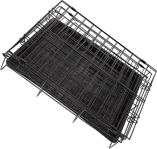 Foldable Dog Crate for Medium Small Dogs, Black Iron Wire Pet Cage with Reinforced Frame, Portable Metal Kennel Suitable for Indoor Outdoor Use