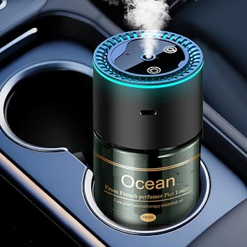 Smart Car Air Freshener Diffuser - 270-Day Long-Lasting Essential Oil 6.09 Fl Oz /180ml, Auto On/Off Sensor, Ultrasonic Dual Modes, Multi-Mode Adjustable, Natural French Fragrance Oils, Ocean Scent