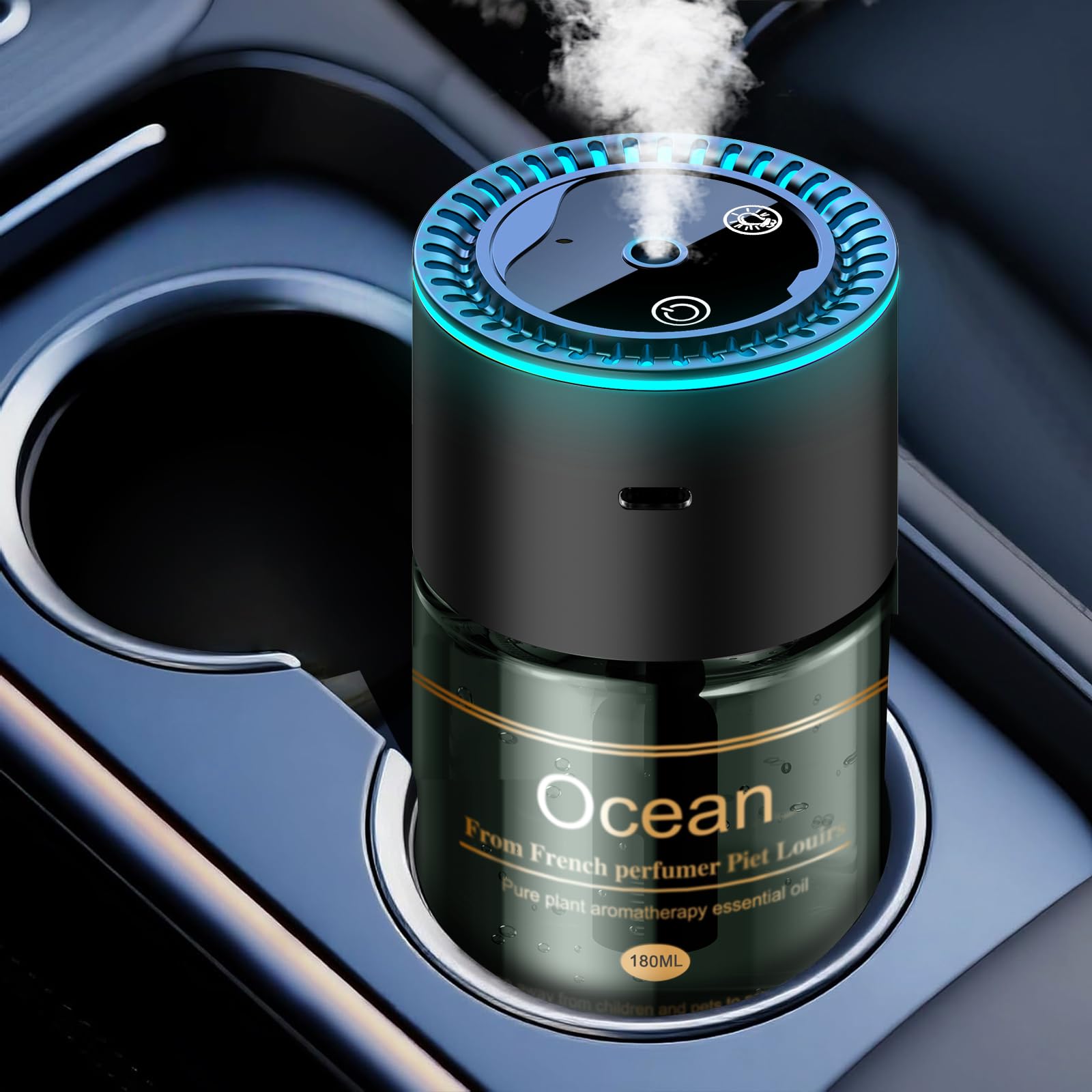 Photo 1 of [DAMAGED] Smart Car Air Freshener Diffuser - 270-Day Long-Lasting Essential Oil 6.09 Fl Oz /180ml, Auto On/Off Sensor, Ultrasonic Dual Modes, Multi-Mode Adjustable, Natural French Fragrance Oils, Ocean Scent