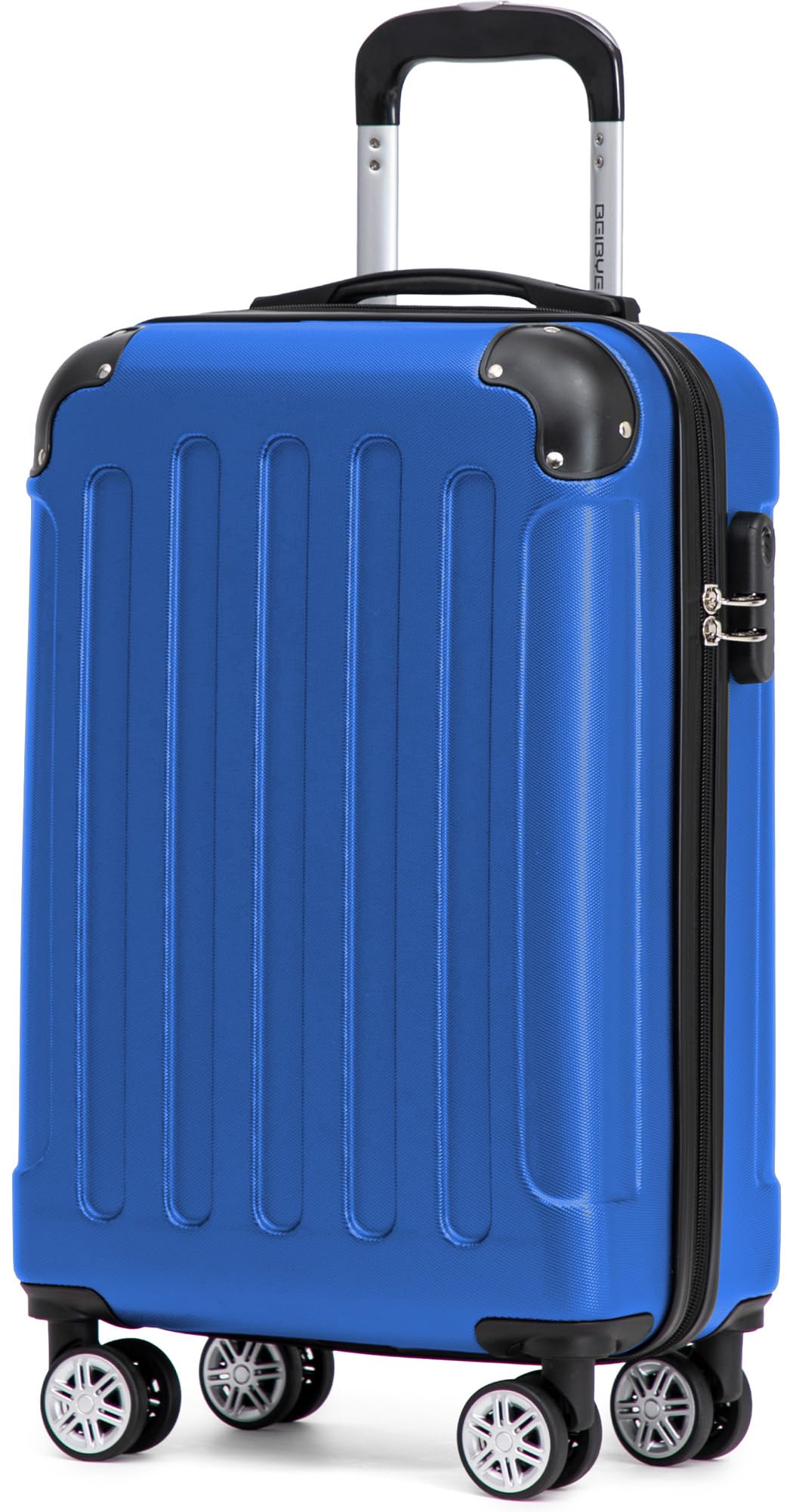 BEIBYE Handgepäck Koffer M 55 cm – Kabinenkoffer aus ABS, leicht, 360° Doppelrollen, Reisekoffer für Kurzreisen, Blau