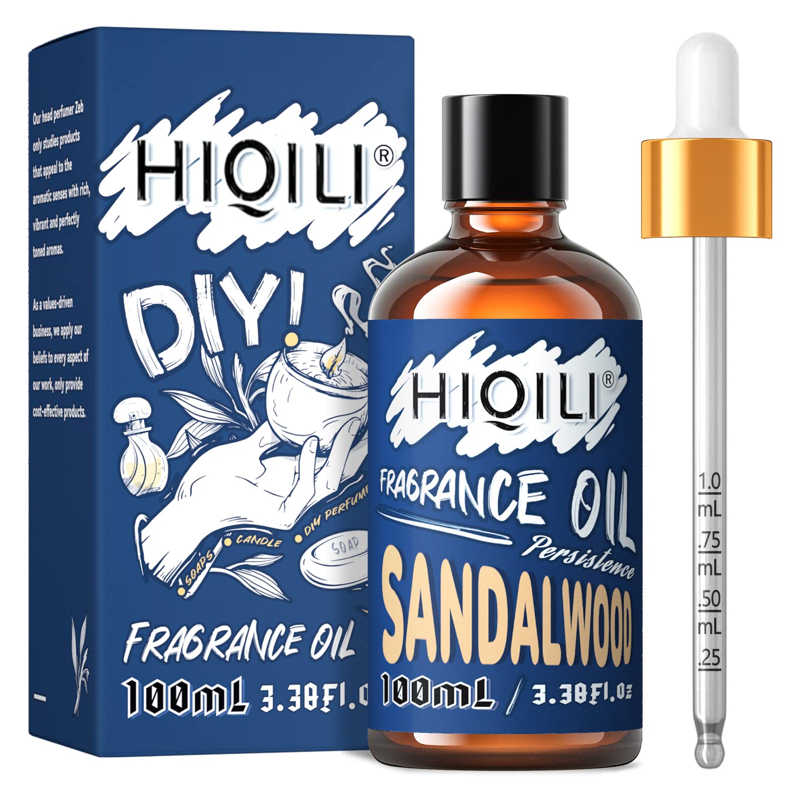 HIQILI Pure Sandalwood Fragrance Oil for Diffuser Home Scents Candle Soap Making DIY 3.38 Fl Oz Halloween Thanksgiving