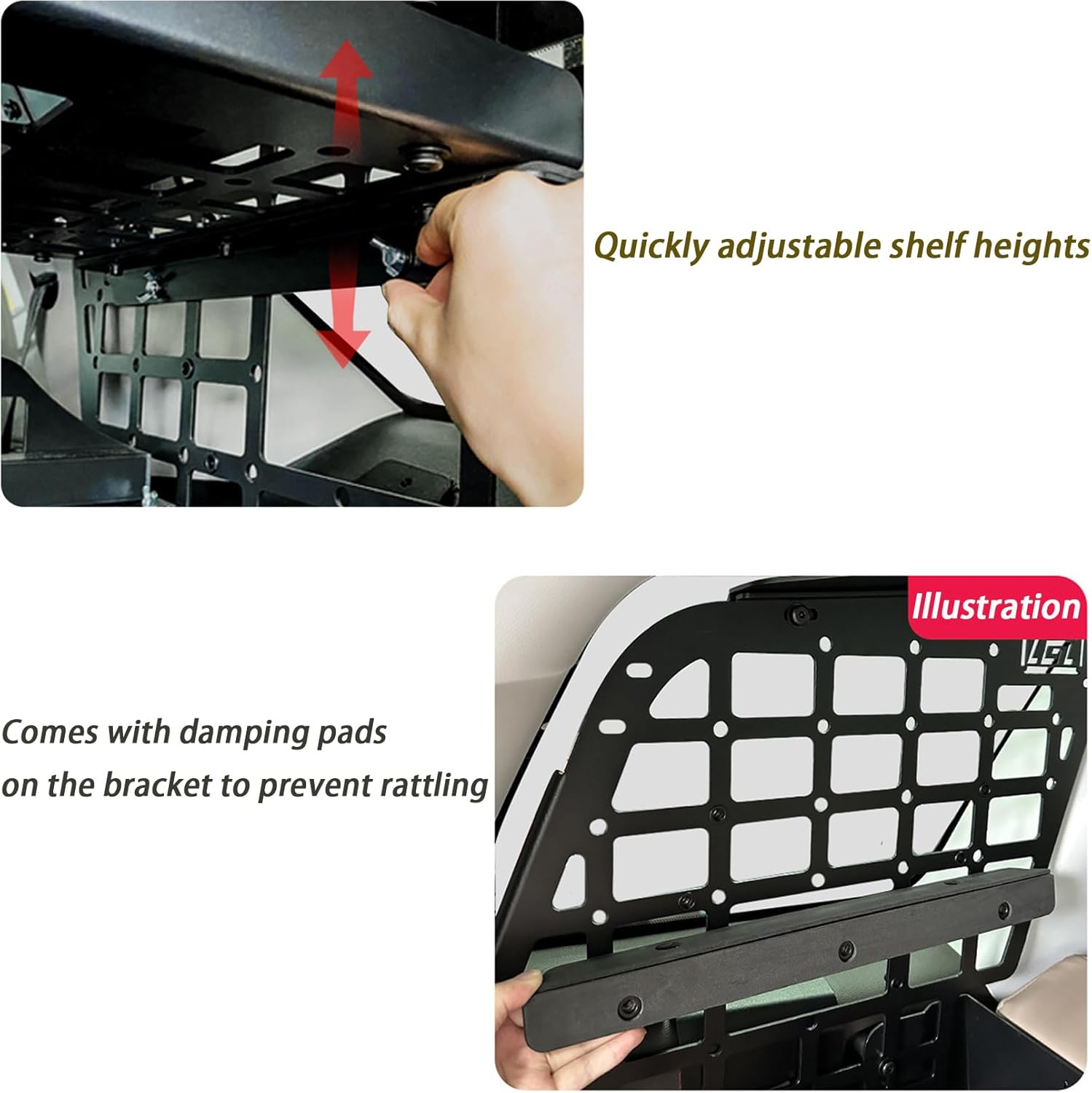 ITrims Car Trunk Organizer for Toyota Highlander 2008 2009 2010 2011 2012 2013 Modular Storage Molle Panel Shelf Trunk Luggage Carrier Car Interior Accessories Aluminum Alloy(Middle Shelf)