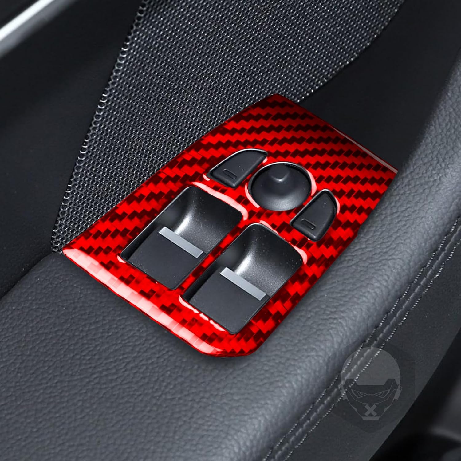 Real Quality Carbon Fiber Car Window Lifting Panel Decal Trim Decor Auto Interior Accessories Sticker Compatible with Jaguar F-Type 2013-2024 2pcs Red