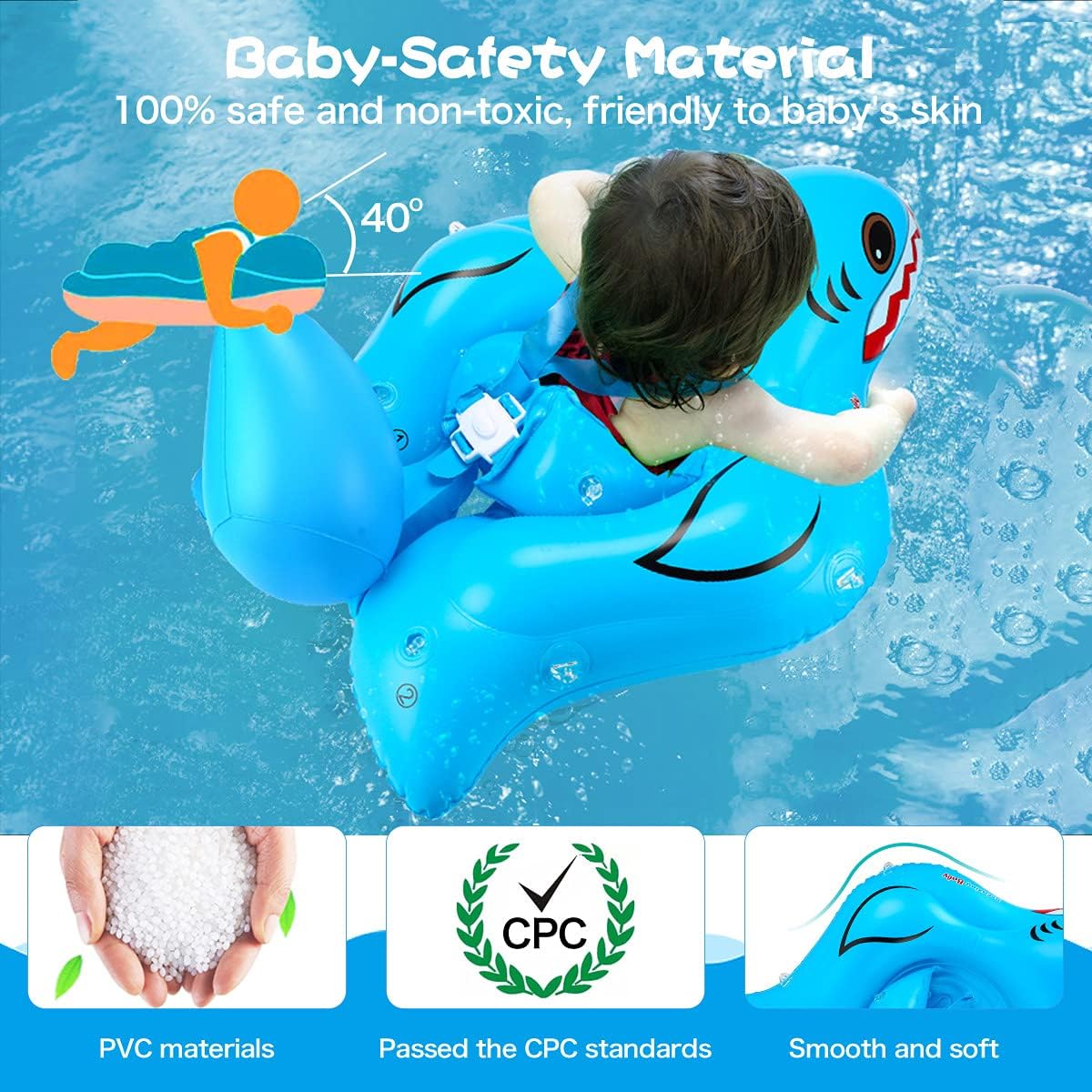 DUPOO Baby Pool Float Infant Pool Float, Baby Swim Float with SPF 50+ Sun Protection Canopy & Safe Bottom Support, Fun Gifts Baby Floats for Pool Toddler Baby Boy Girl Age of 3-36 Months : Toys & Games